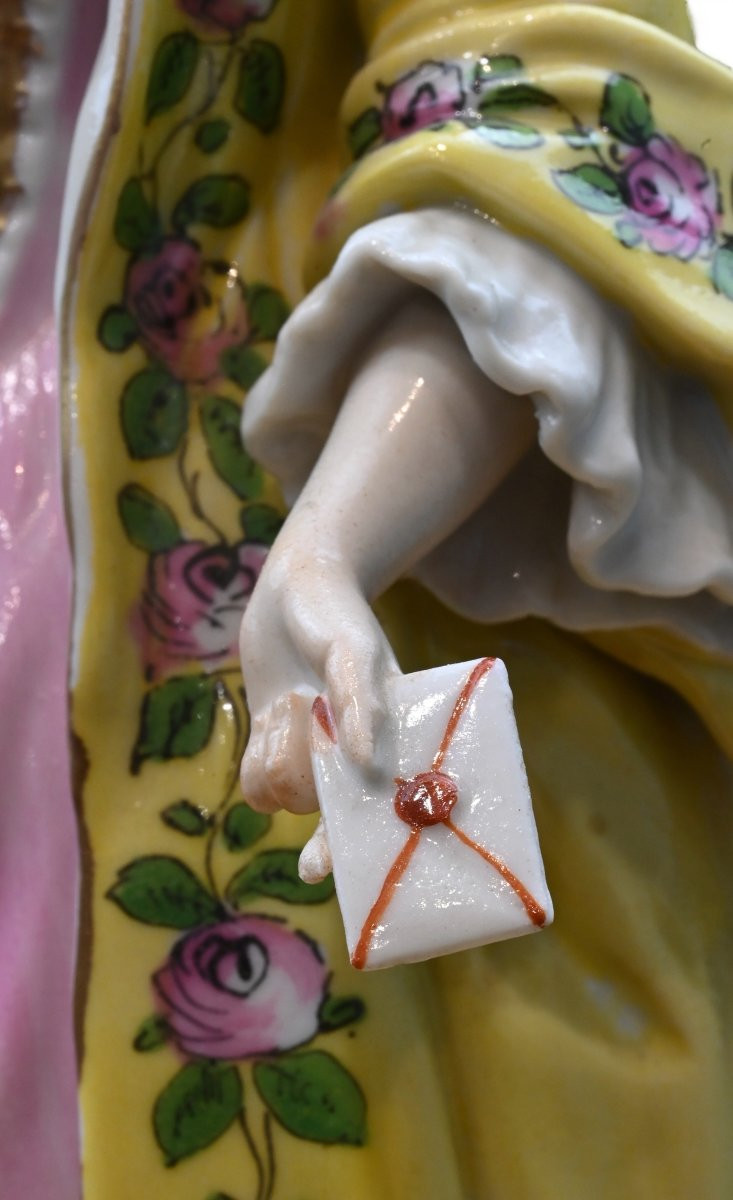 Polychrome Porcelain Figure Inspired By The Countess Du Barry - France 19th Century-photo-2